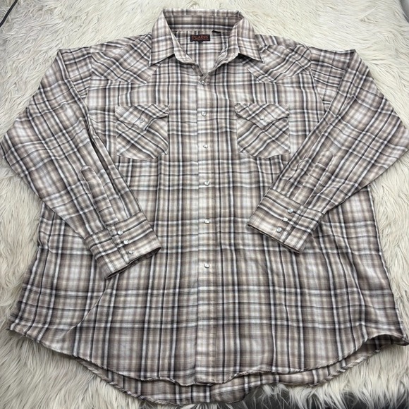 Western Rise Other - Plains Western Wear Men's XL Plaid Pearl Snap Shirt Cowboy Stage Coach Gray